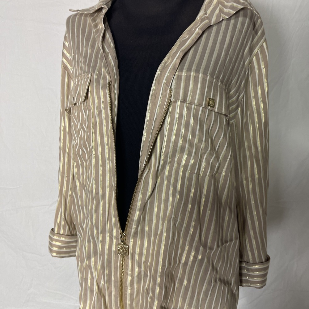 anne klein Women Top Long Sleeves Size 1X Brown Gold - Picture 6 of 16